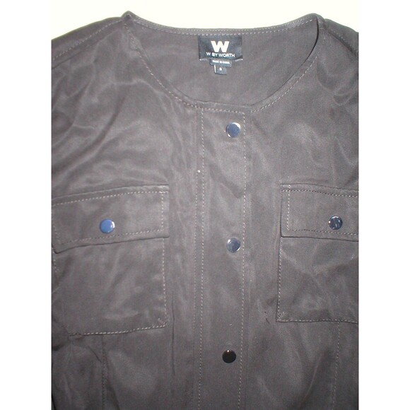 Womens 6 W Worth New York Sueded Twill Jacket NWT $298 Dark Brown Crop Cargo - Picture 4 of 6